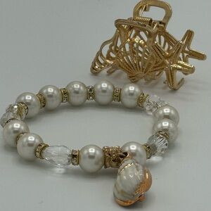 Nautical theme bracelet and hair clip